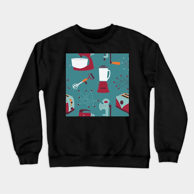 Retro Kitchen - Vintage Kitchen - Blue Pattern Crewneck Sweatshirt by whyitsme